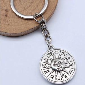 Constellation Symbol Detail Round Charm Keychain